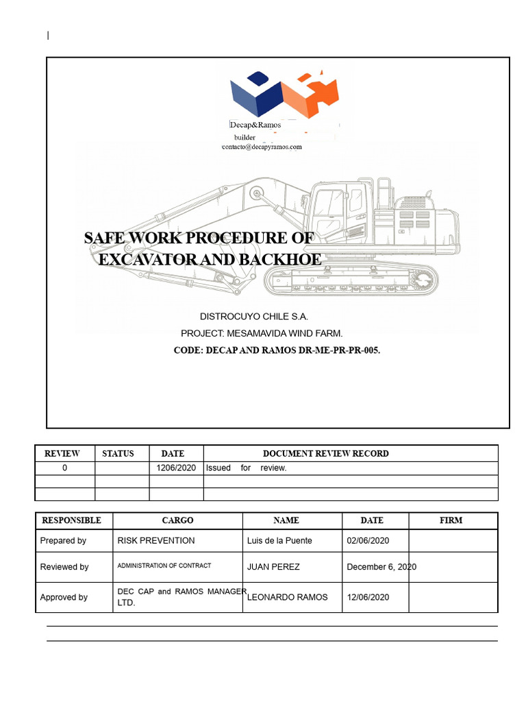 Excavator and Backhoe Safety Procedure | PDF | Occupational Safety And ...