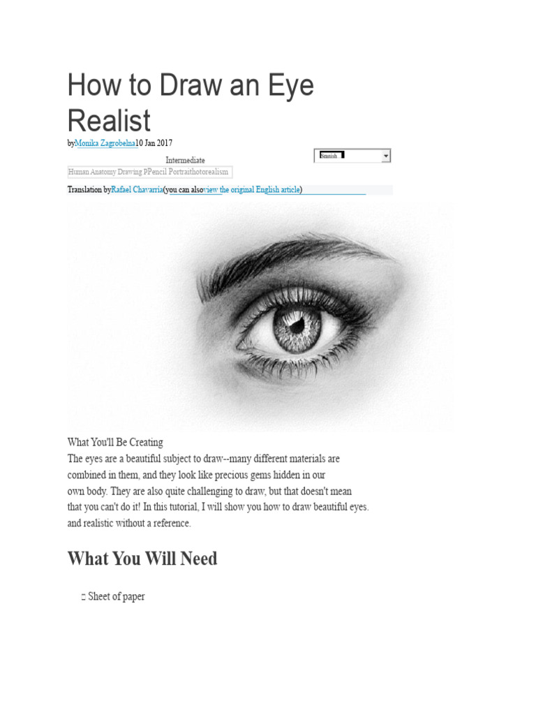 Realistic Eye Drawing Tutorial | PDF | Drawing | Shadow