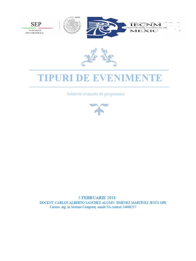 TIPURI DE EVENIMENTE Subiecte Avansate de Programare | PDF