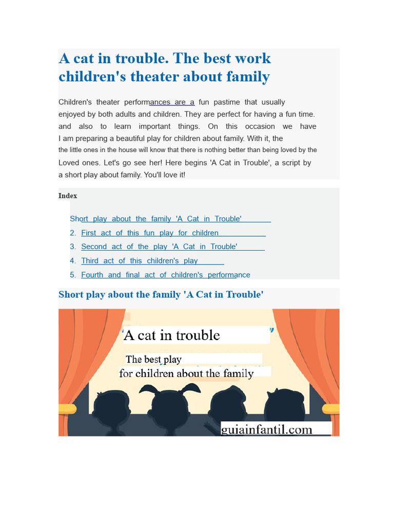 A Cat in Trouble: Family Play Script | PDF | Cats