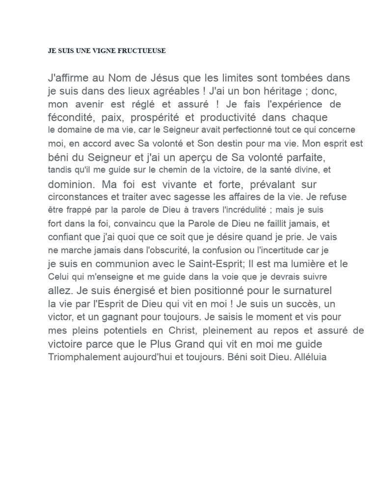 Affirmations de foi et de succès divin | PDF | Dieu | Grâce (christianisme)