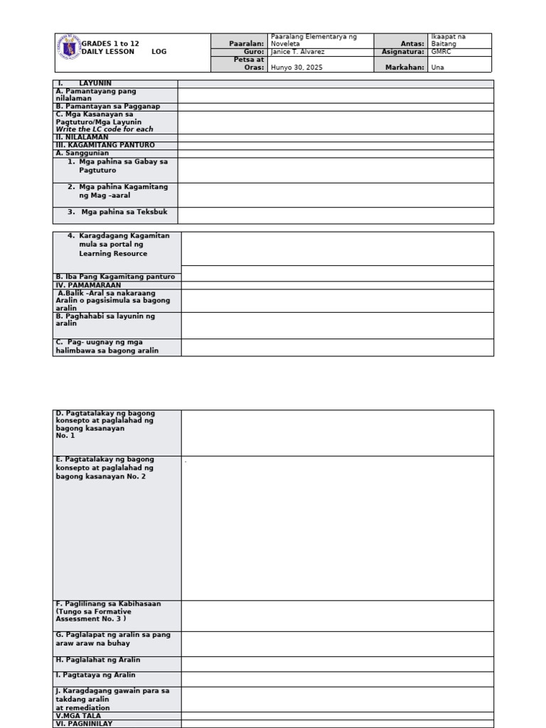 DLL - Q1 - W2 - D3 GMRC-janice (Unang Araw) | PDF