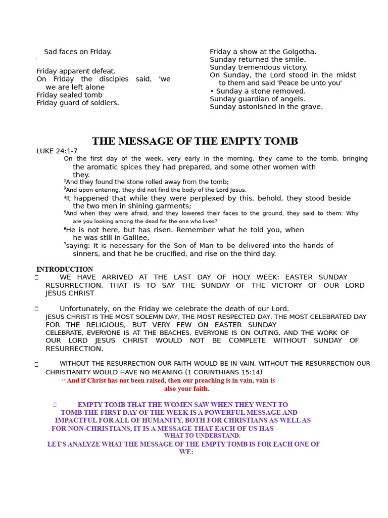 The Message of the Empty Tomb | PDF | Resurrection Of Jesus | Jesus