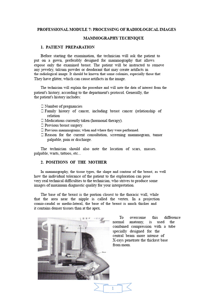 Mammography Technique | PDF | Mammography | Breast