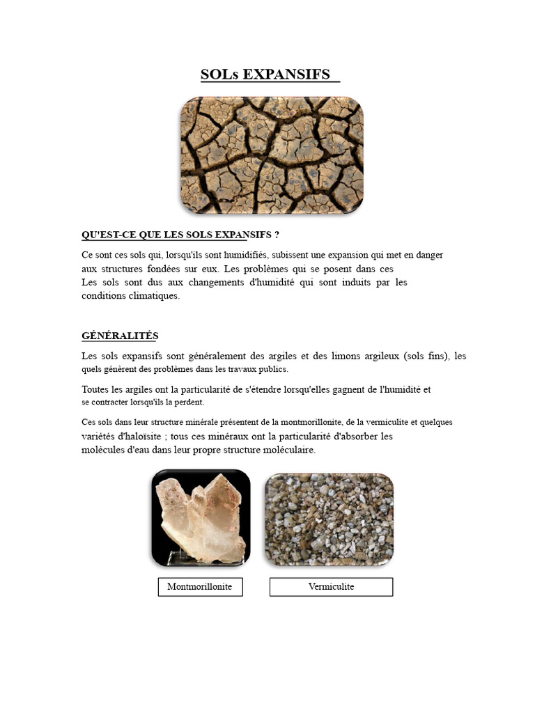 Comprendre les sols expansifs et leurs impacts | PDF | Sol (pédologie ...