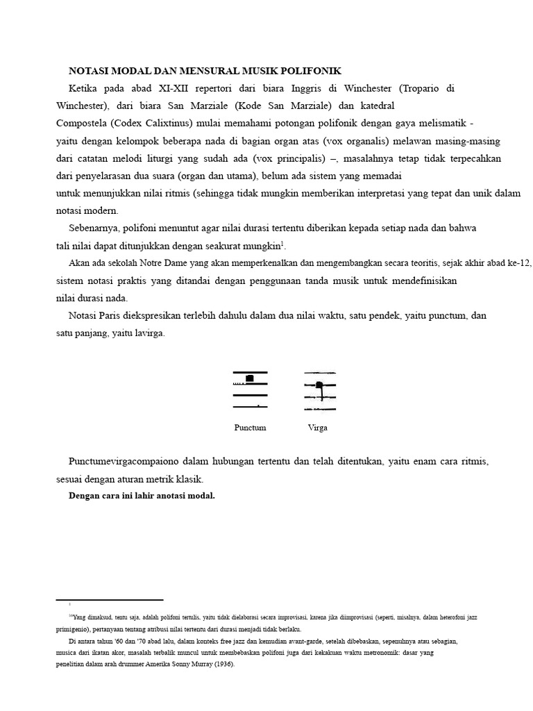 Notasi Modal dan Mensural Musik Polifonik | PDF