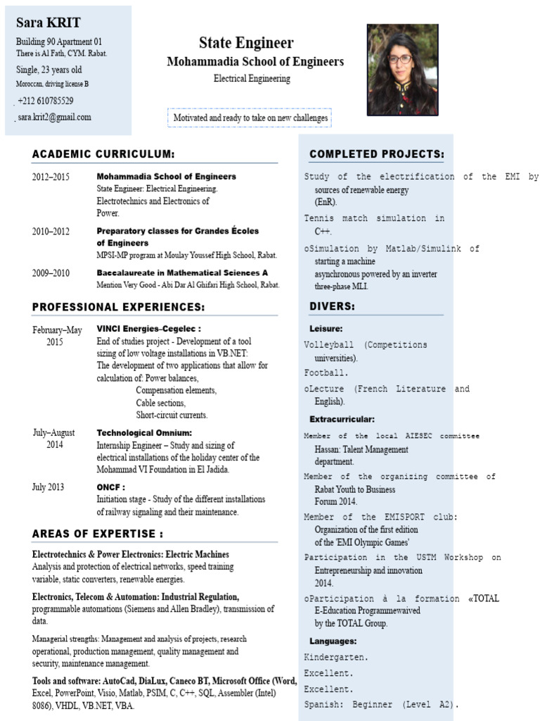 CV Sara KR Item I Electric 2015 | PDF | Computing | Electrical Engineering