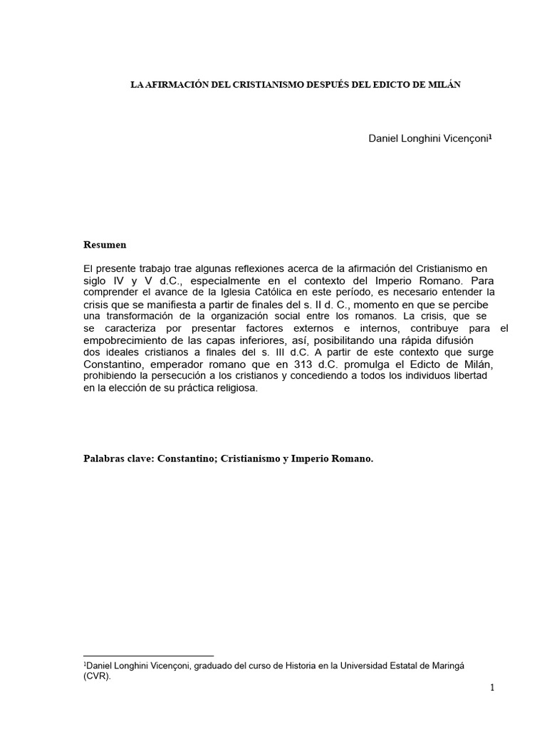 Cristianismo en el Imperio Romano IV-V | PDF | Constantino el grande ...