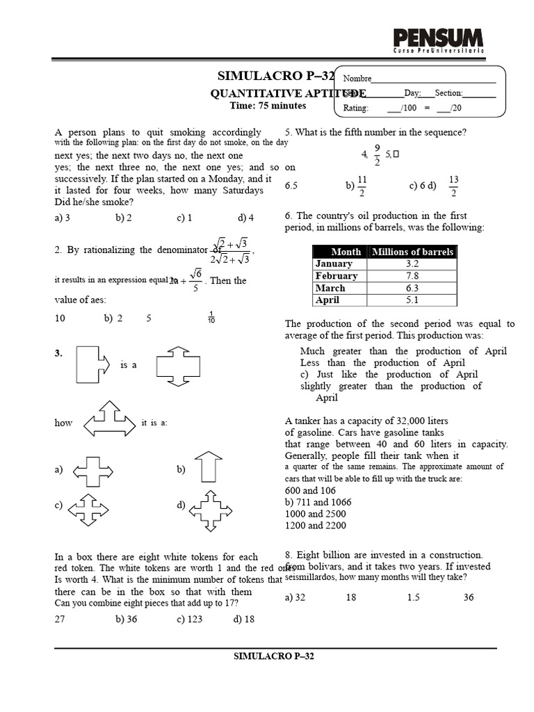 Quantitative Aptitude Practice Test | PDF | Force | Mathematics