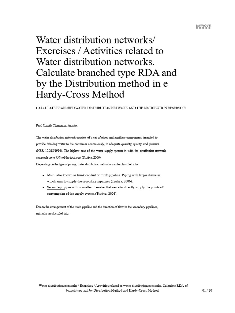 Water Distribution Network Calculations | PDF | Water | Pressure ...