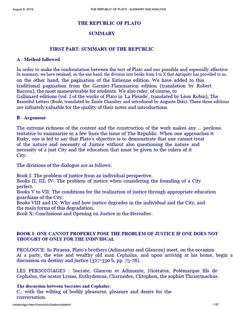 Summary of Plato's Republic Analysis | PDF | Justice | Crime &amp; Violence
