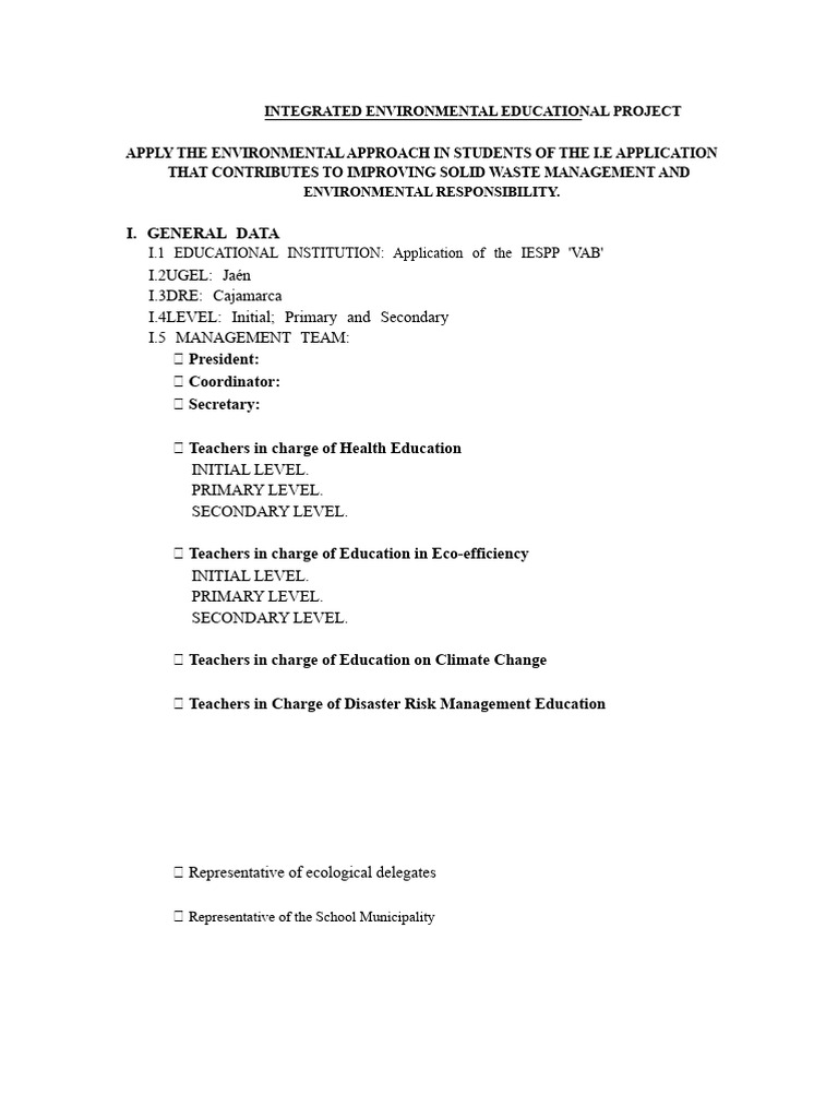 Environmental Education Project Overview | PDF | Sustainability ...