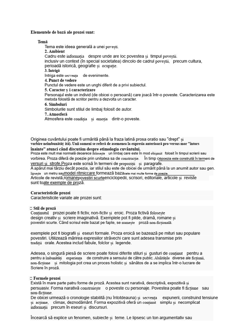 Elementele Prozei | PDF