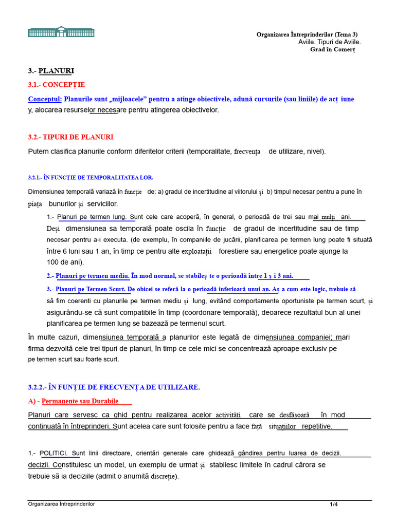 Tipuri de Planuri | PDF