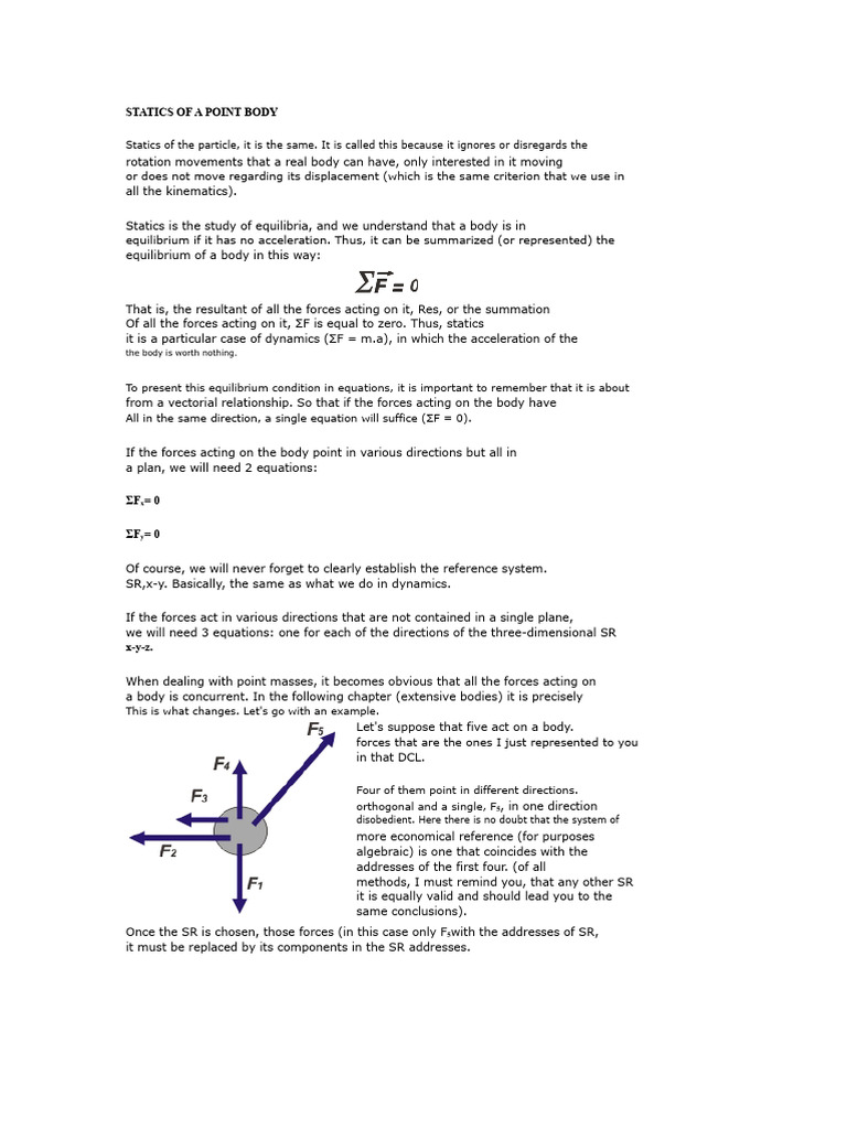Understanding Point Body Statics | PDF | Force | Chemical Equilibrium
