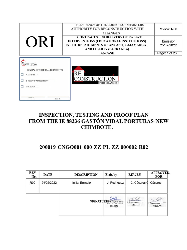 Quality Inspection Plan for School Construction | PDF | Concrete ...