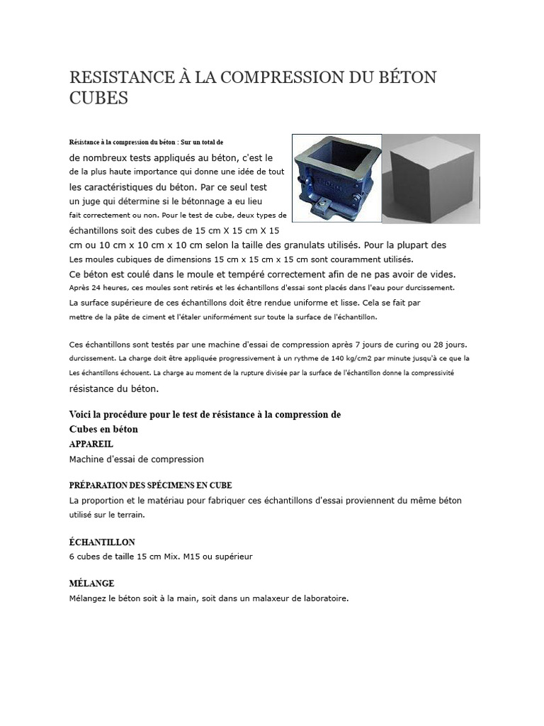 Test de résistance à la compression du béton | PDF | Béton | Ciment