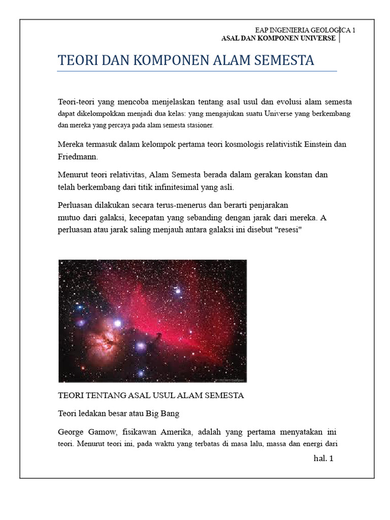 Asal Dan Komponen Alam Semesta | PDF
