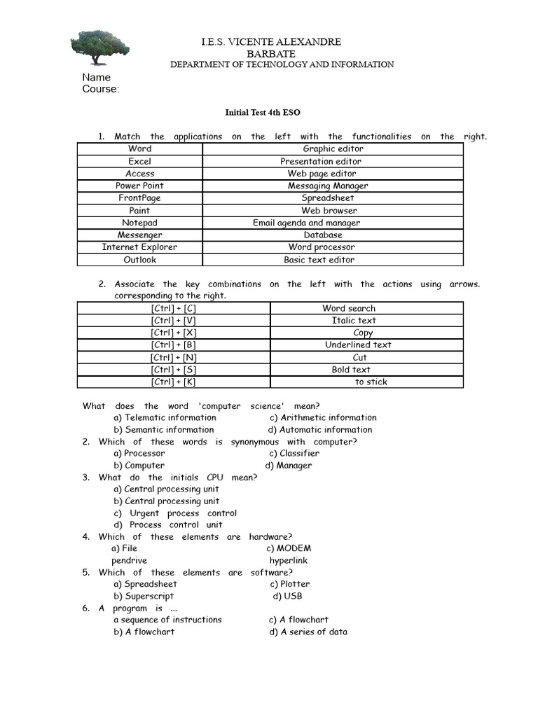 Initial computer test | PDF | Read Only Memory | Central Processing Unit