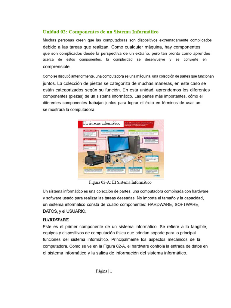 Componentes Clave de un Sistema Informático | PDF | Hardware de la ...