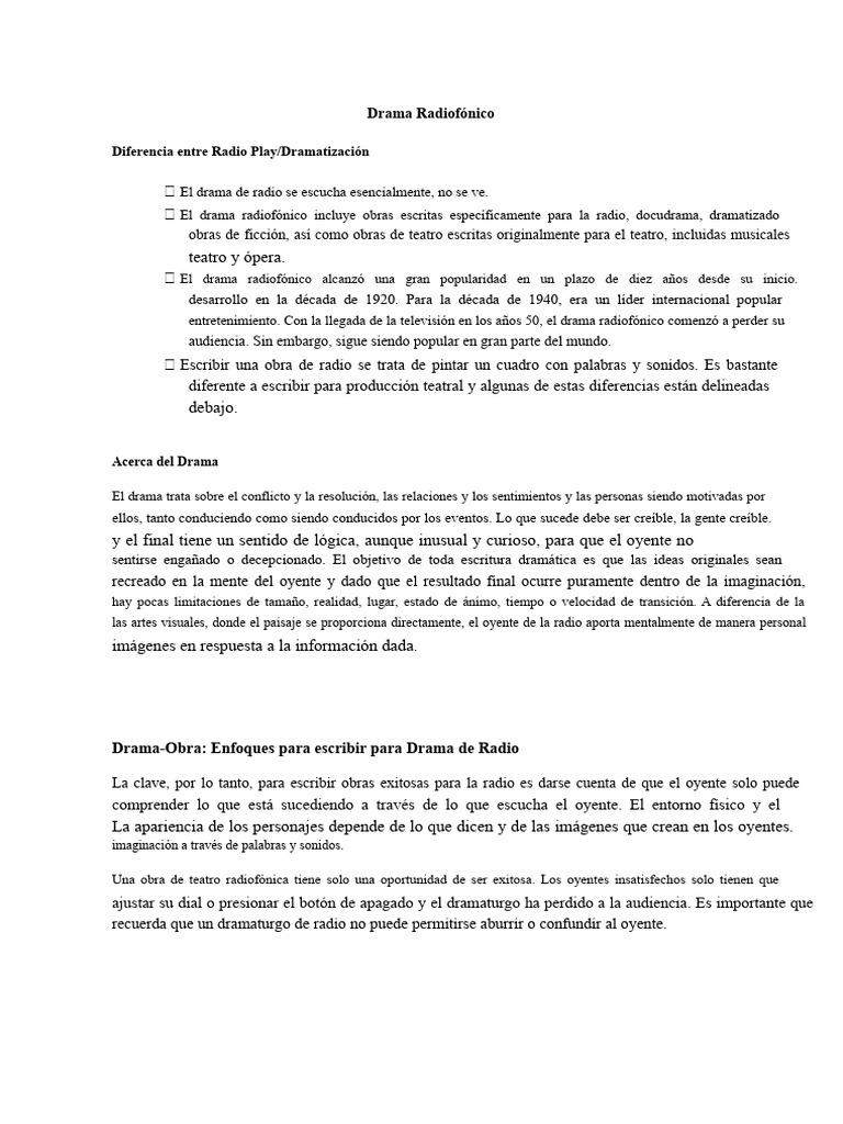 Guía para Escribir Drama Radiofónico | PDF | Radiodifusión | Teatro