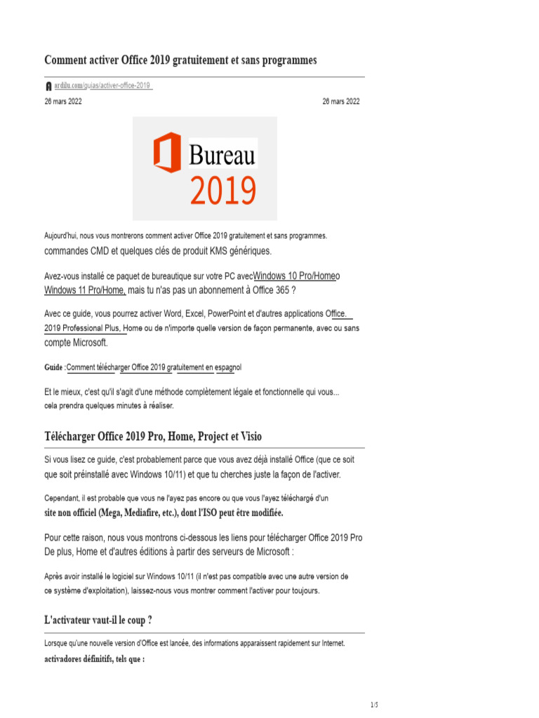 Activer Office 2019 Gratuitement | PDF | Microsoft Office ...