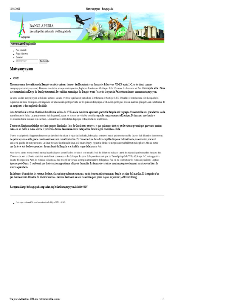Matsyanyayam : Anarchie au Bengale | PDF