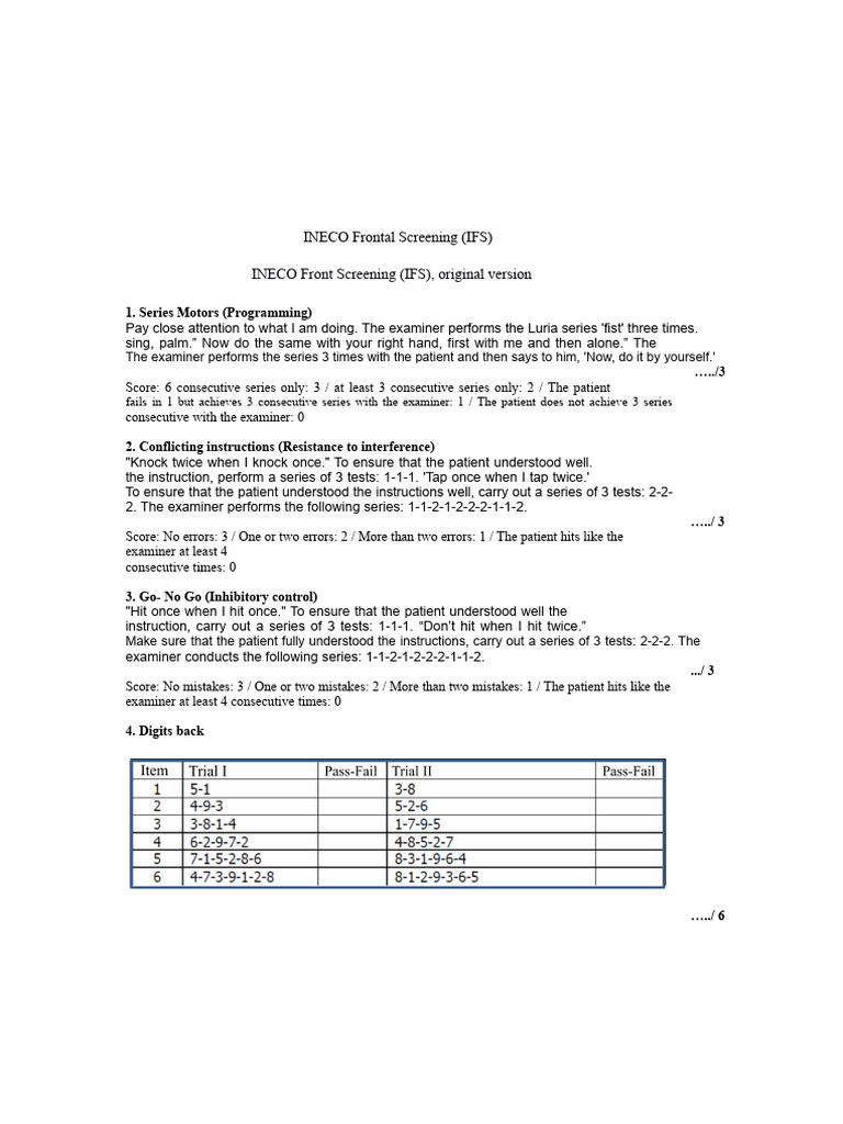 INECO Frontal Screening Overview | PDF | Cognitive Science | Cognition