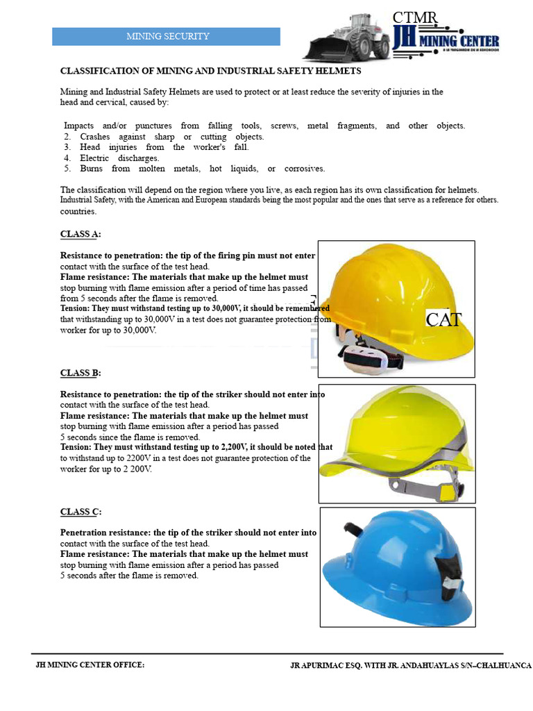 Mining Safety Helmet Classification Guide | PDF | Occupational Safety ...