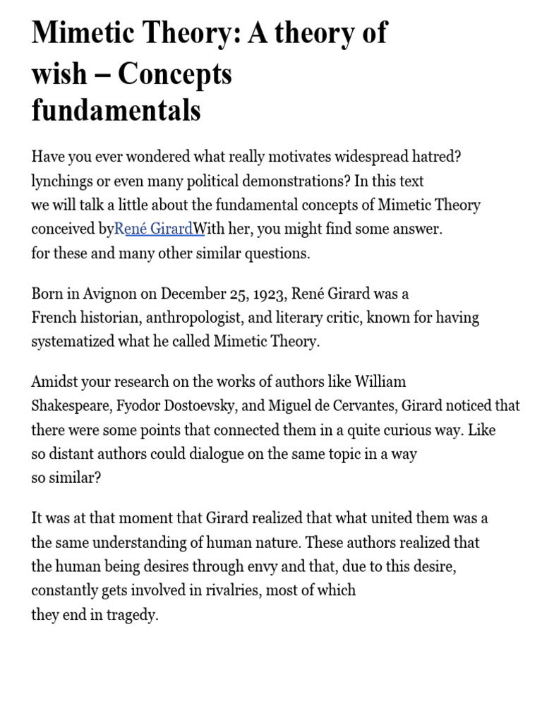 Understanding Mimetic Theory Basics | PDF | René Girard | Sacrifice
