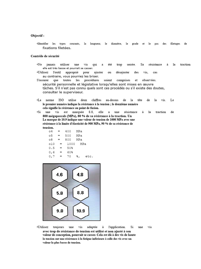 Guide sur les vis et leur sécurité | PDF | Vis de fixation | Ingénierie ...
