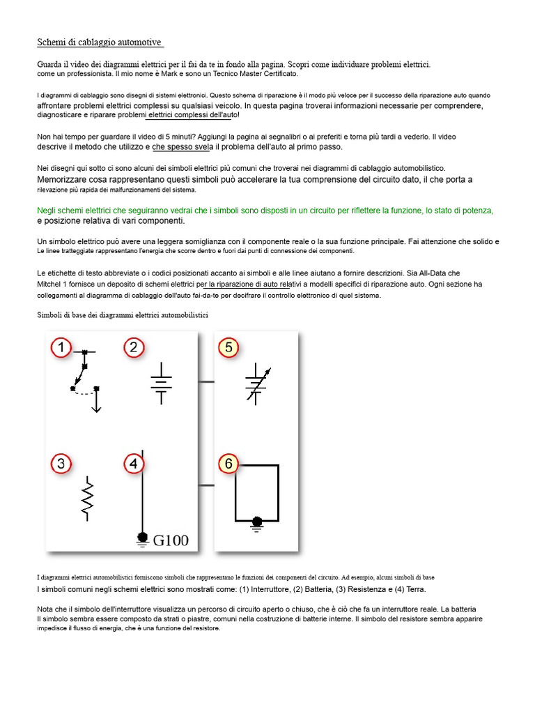 Schemi Di Cablaggio Automotive | PDF