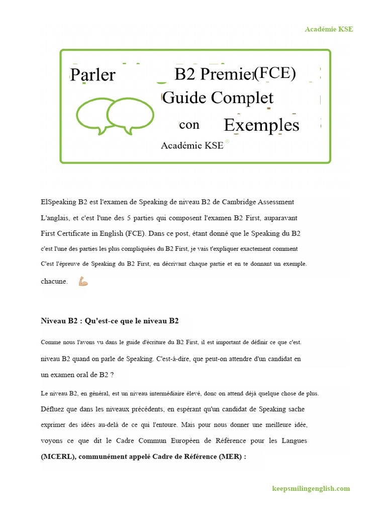 Examen Oral B2 Cambridge : Guide Complet | PDF | Linguistique | Langues