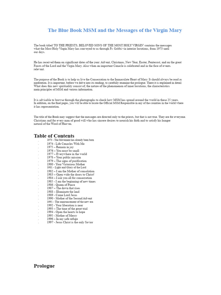 Messages from the Virgin Mary: MSM Guide | PDF | Mary, Mother Of Jesus ...