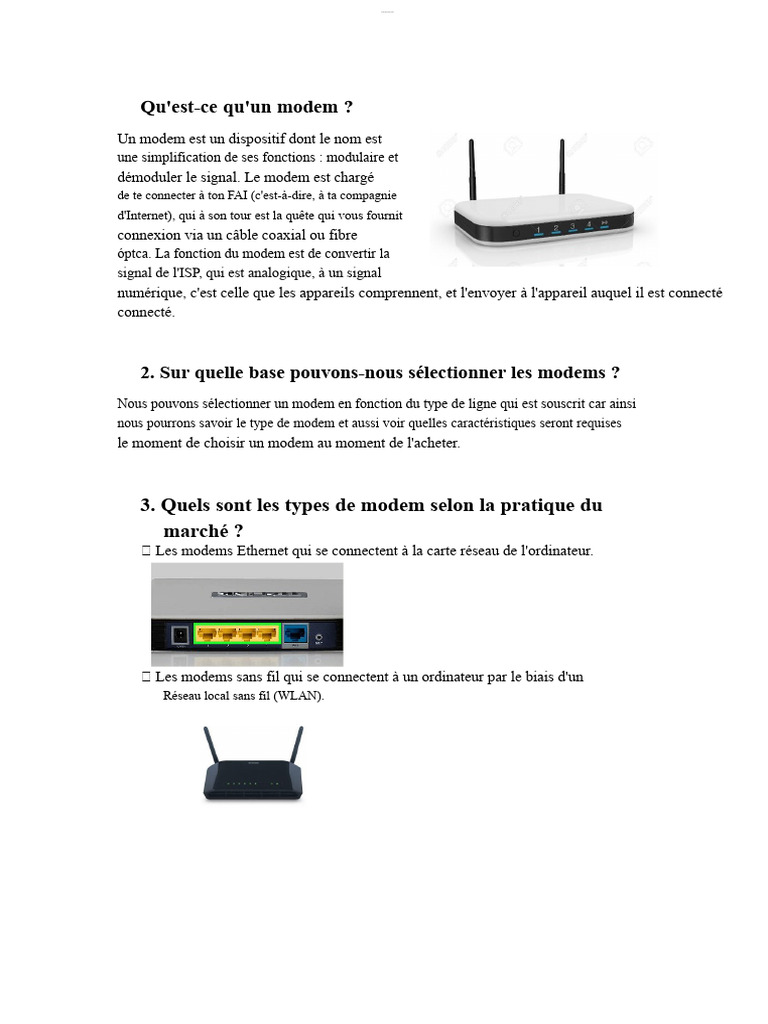 Comprendre le modem et ses types | PDF | Modem | Ethernet