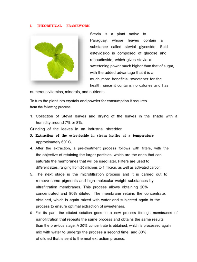 Stevia: Extraction Process and Benefits | PDF | Sugar Substitute ...