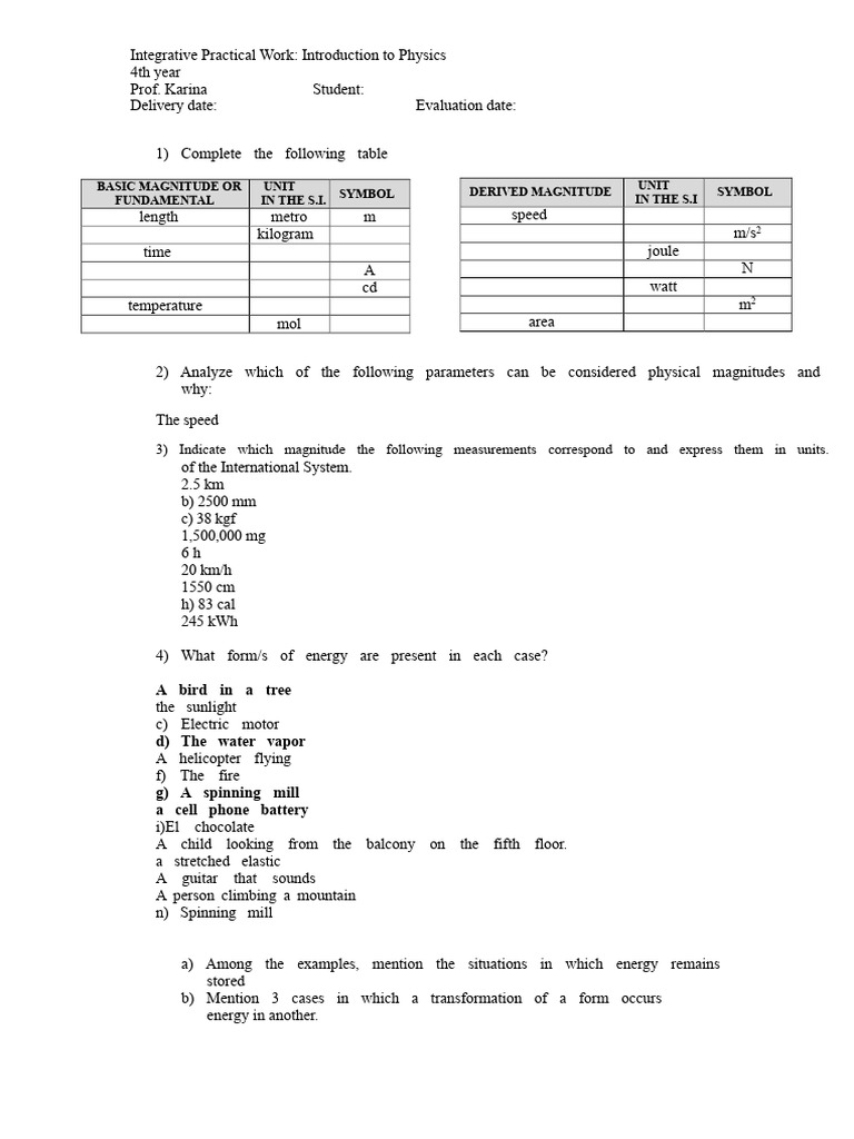 Physics Practical Work Guide | PDF | Kinetic Energy | Potential Energy