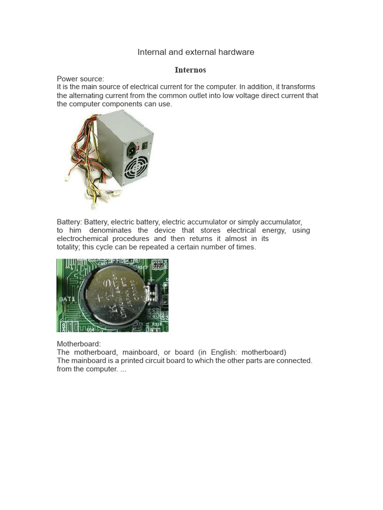 Internal and External Computer Hardware | PDF | Computer Data Storage ...