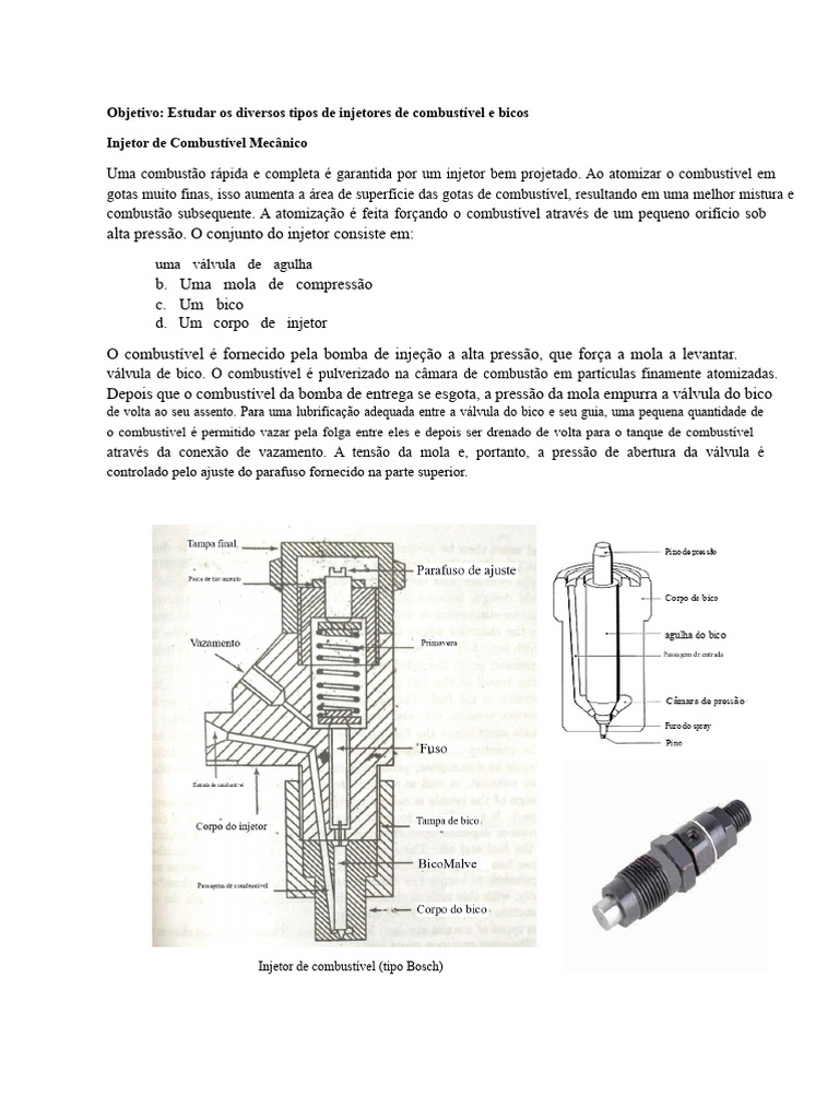 Tipos de Injetores e Bicos de Combustível | PDF | Motores