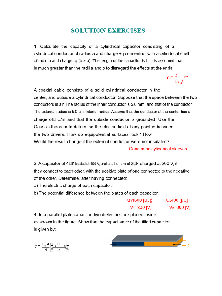 Capacitor Calculations and Exercises | PDF | Resistor | Capacitor