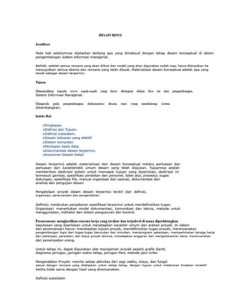 Desain Rinci Sistem Informasi Manajerial | PDF