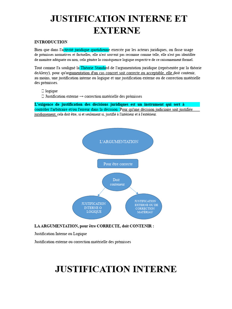 Justifications internes et externes en droit | PDF | Argumentation | Loi