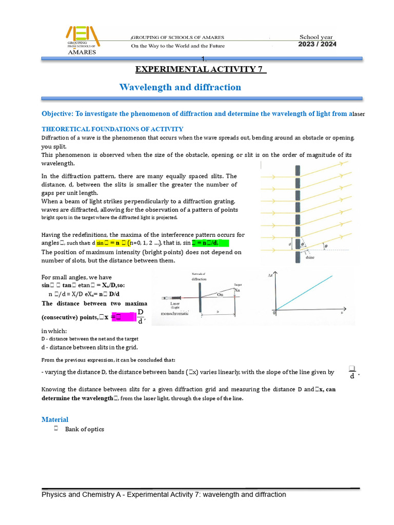 Measure Wavelength via Diffraction Experiment | PDF | Diffraction ...