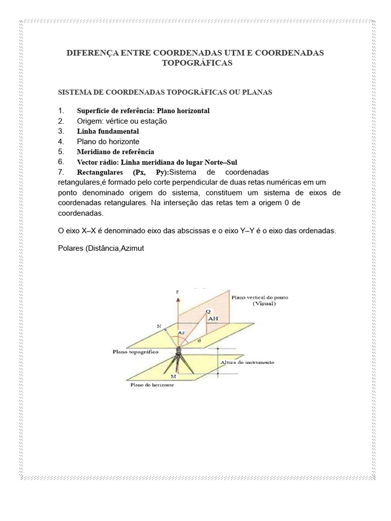 Diferença entre Coordenadas UTM e Topográficas | PDF | Latitude | Geodésia