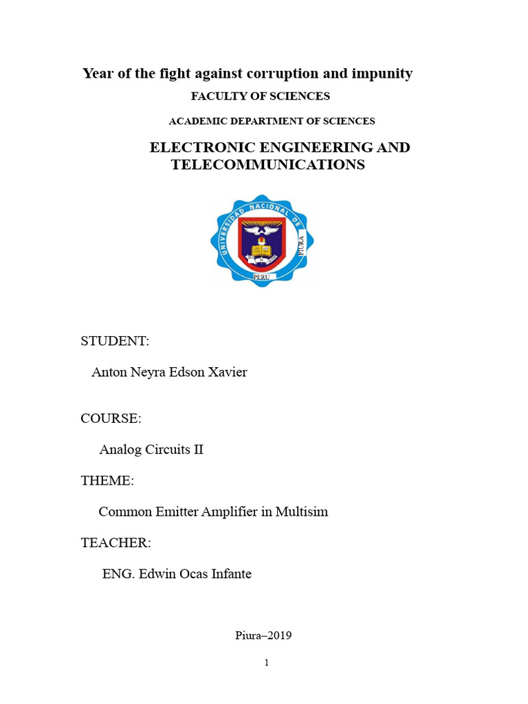 Common Emitter Amplifier Analysis | PDF | Amplifier | Electrical ...
