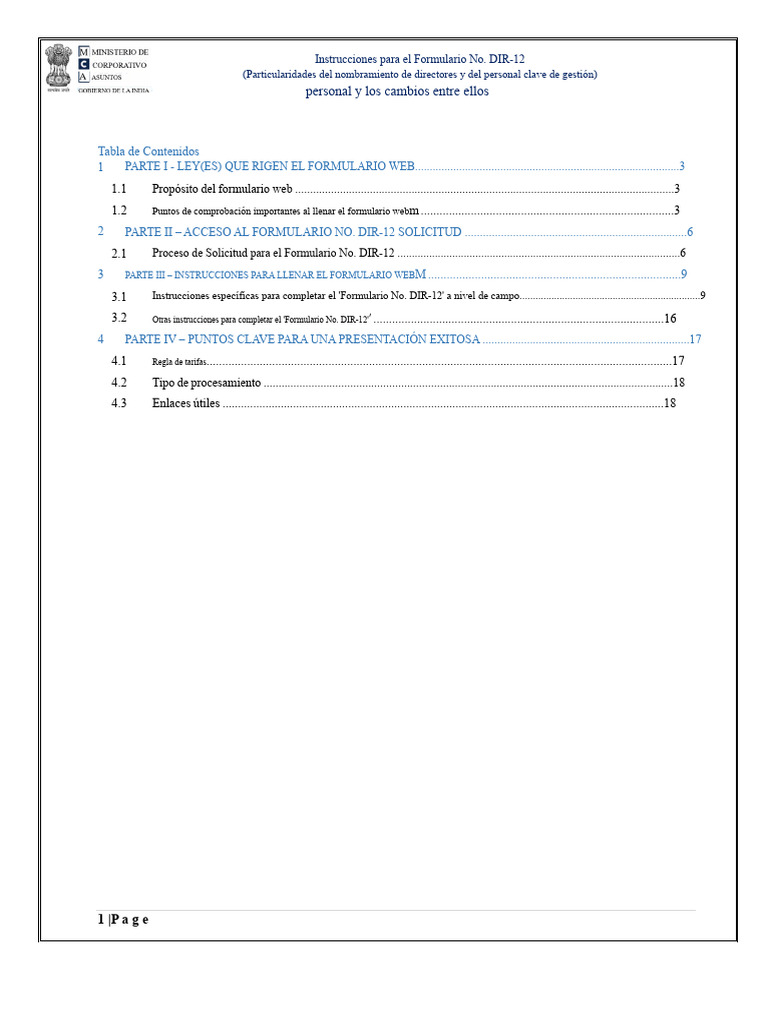 Kit de Instrucciones - Formulario No DIR 12 | PDF | Red mundial ...