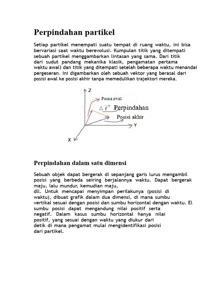 Perpindahan Partikel dalam Satu Dimensi | PDF