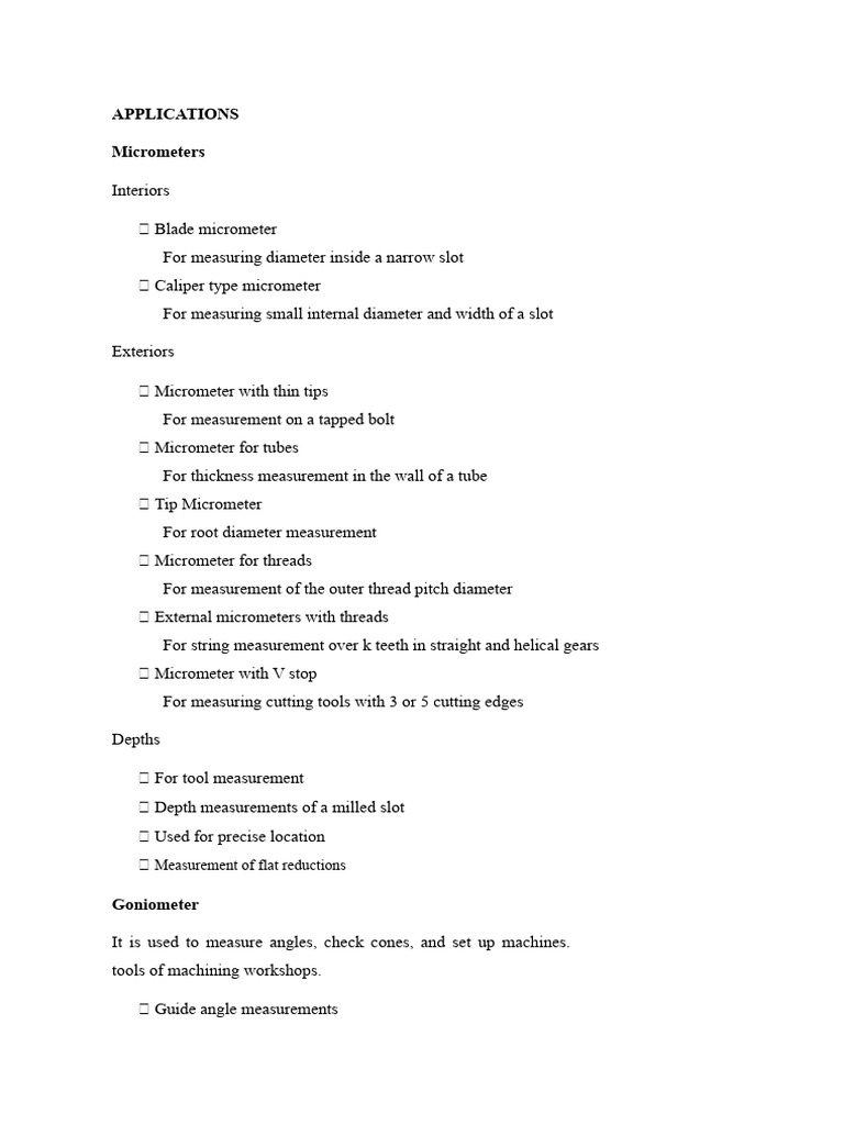 Applications and Appreciations Micrometer, Protractor, Comparators ...
