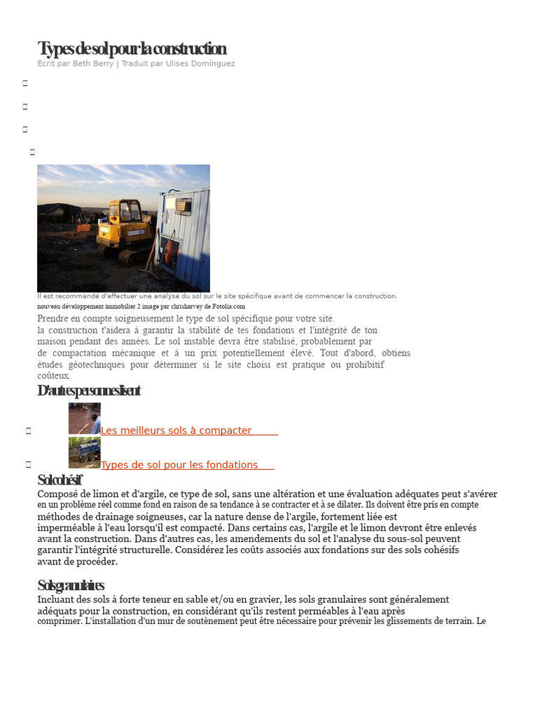 Types de sol pour la construction | PDF | Limon | Échantillonnage (signal)