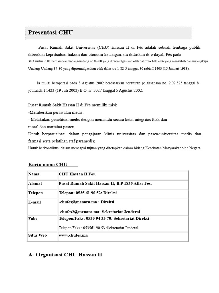Presentasi CHU | PDF